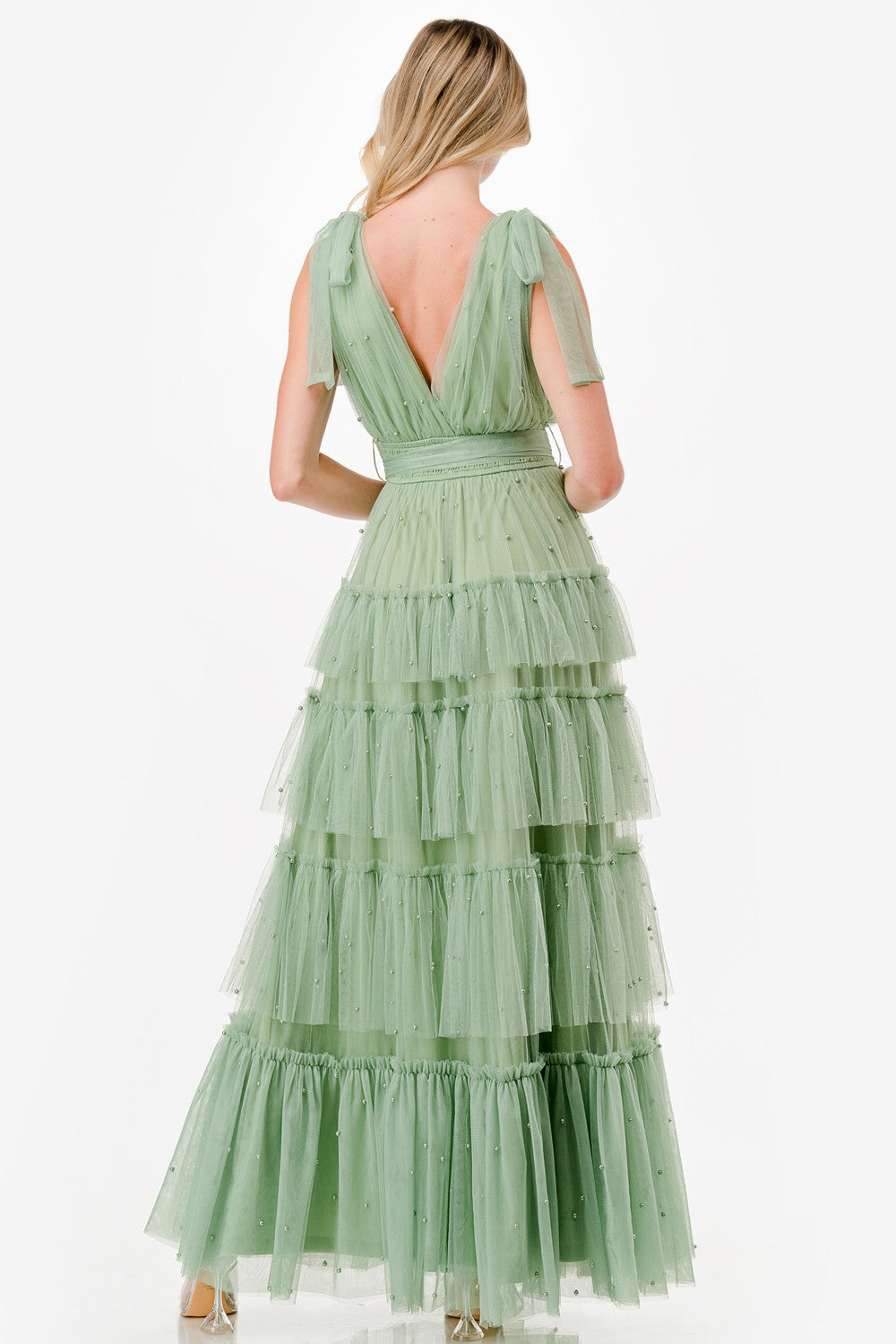 Vestido tul con perlas