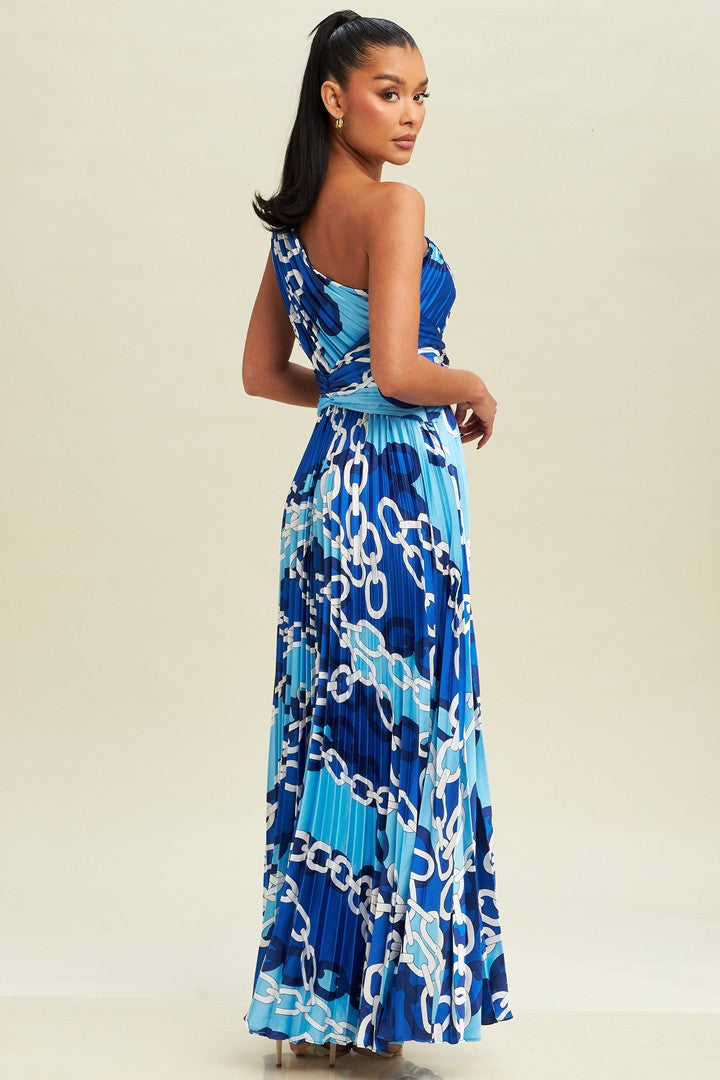 Vestido plisado de cadenas