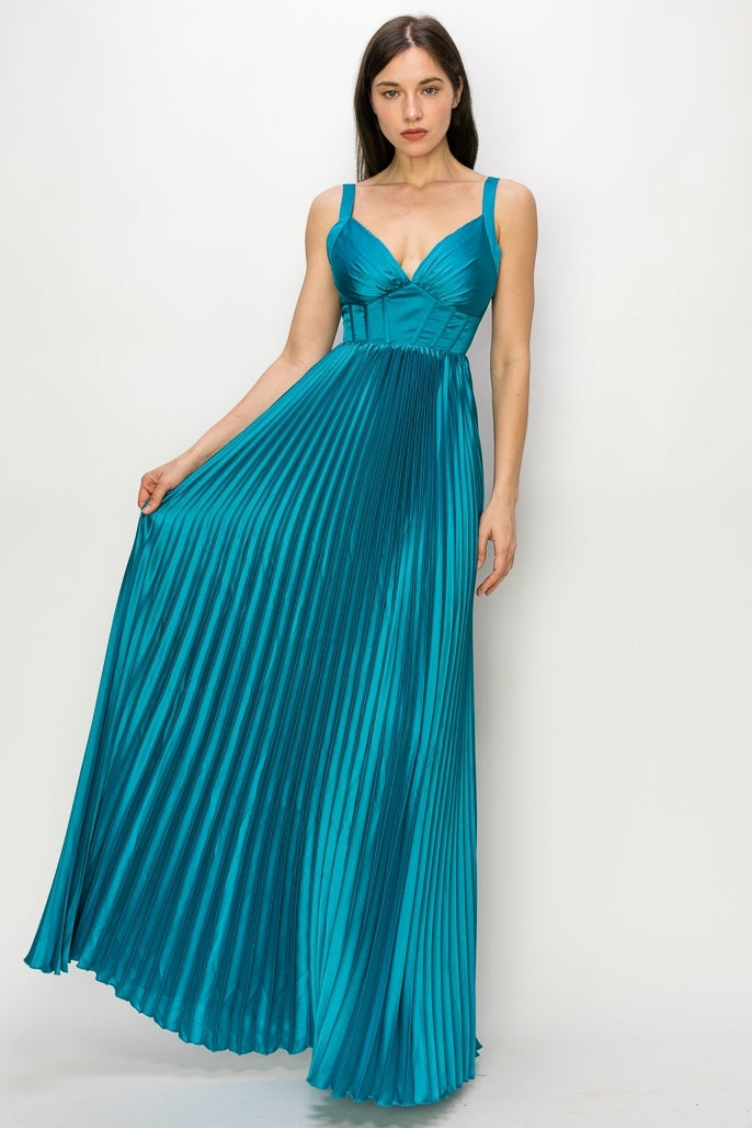 Vestido corset plisado