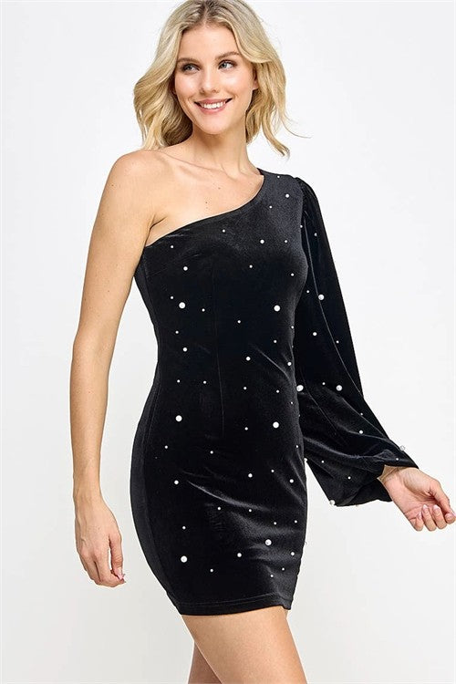 Vestido velvet perlas