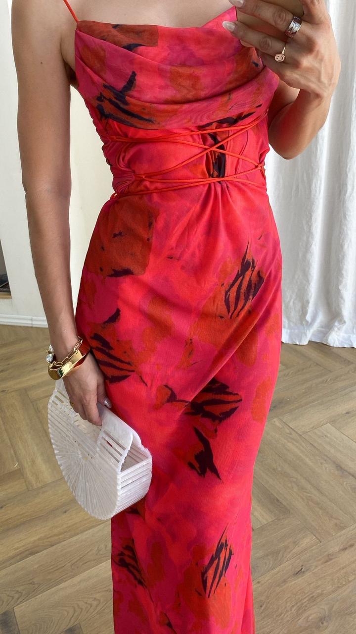 Vestido mesh con lazos