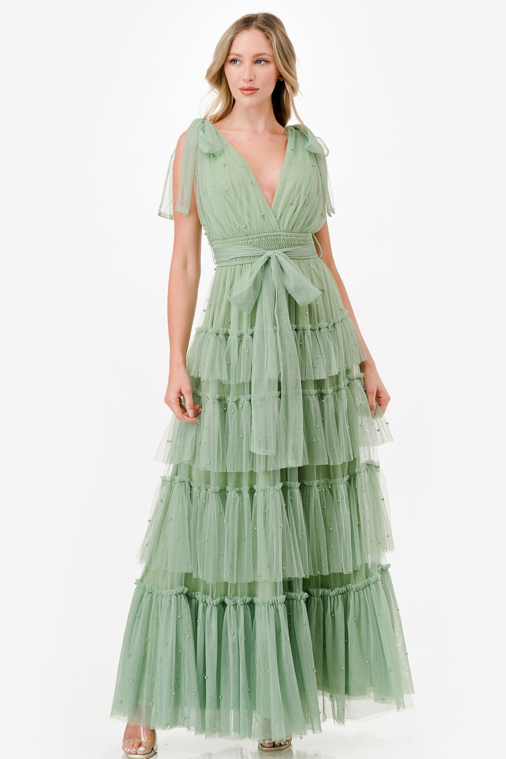 Vestido tul con perlas