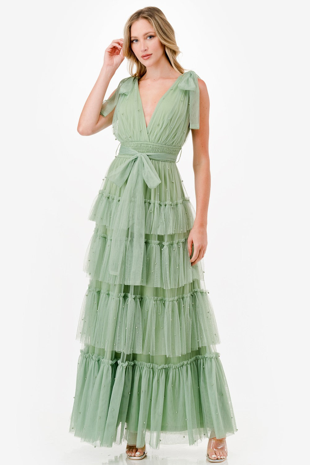 Vestido tul con perlas