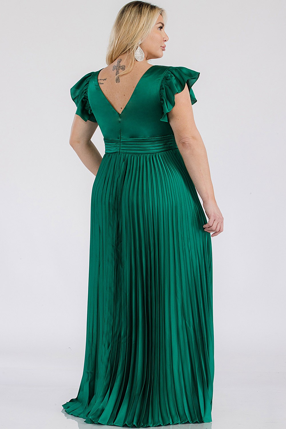 Vestido plisado escote V