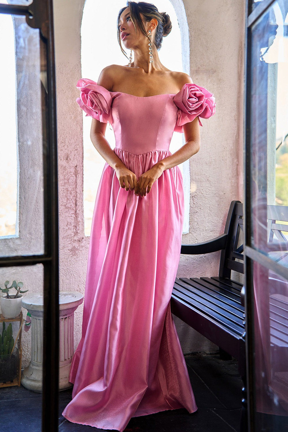 Vestido mangas de flores