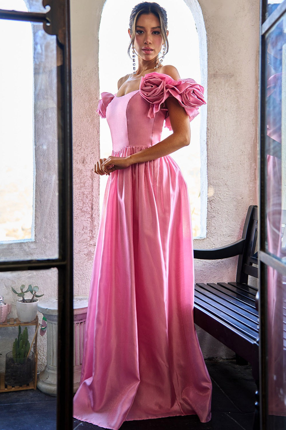 Vestido mangas de flores