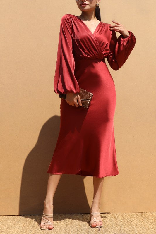 Vestido midi manga larga