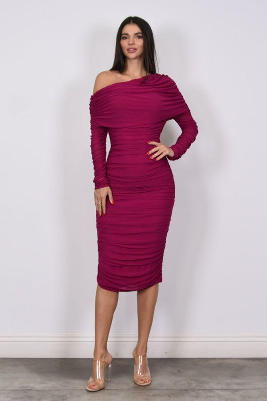 Vestido midi drapeado