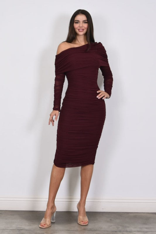 Vestido midi drapeado