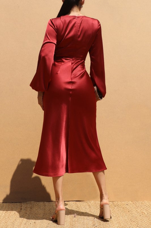 Vestido midi manga larga