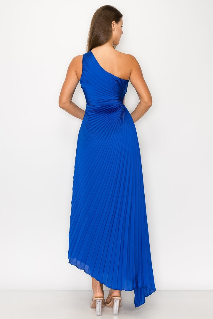 Vestido plisado un hombro