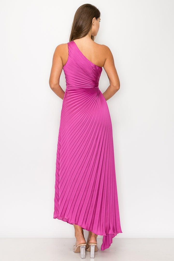 Vestido plisado un hombro