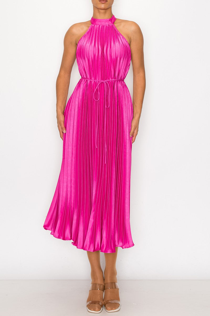 Vestido halter plisado