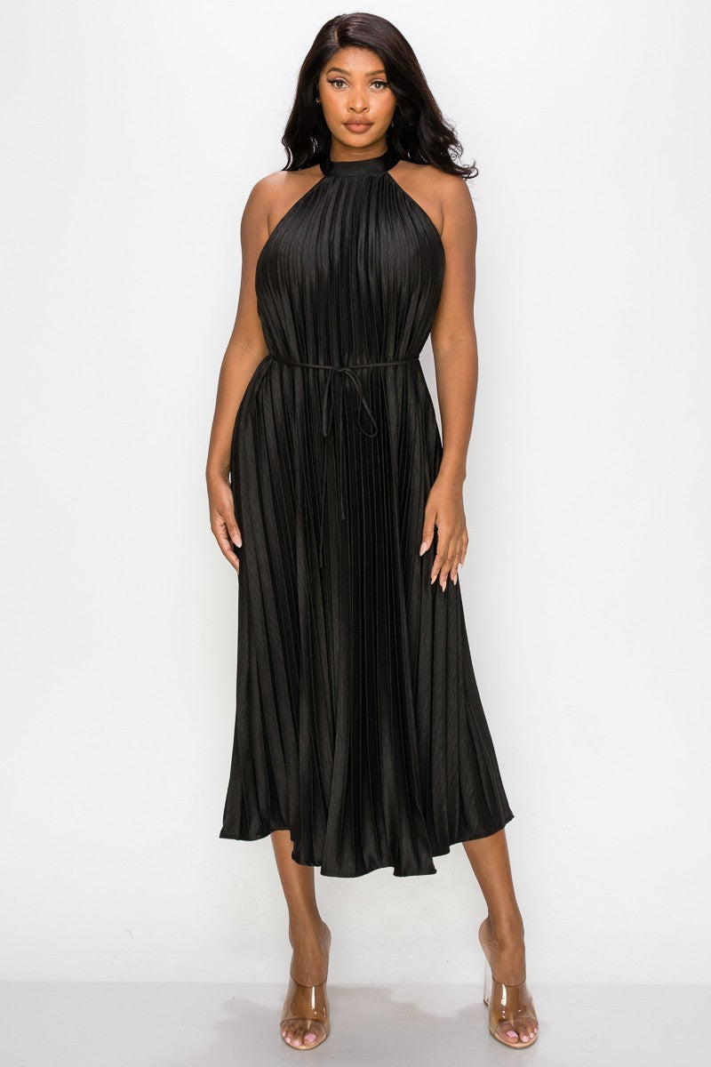 Vestido halter plisado