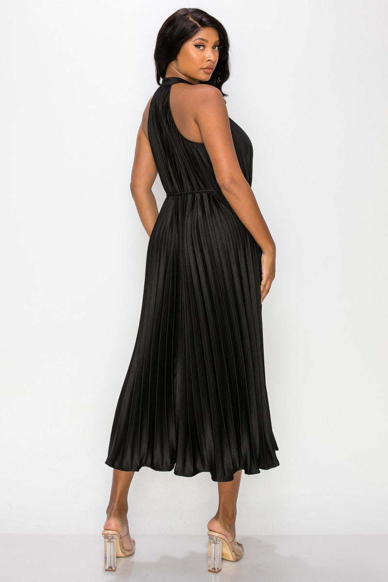 Vestido halter plisado