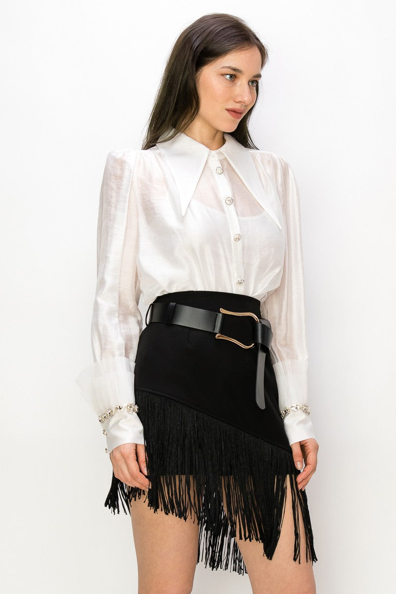 Falda flecos con cinto