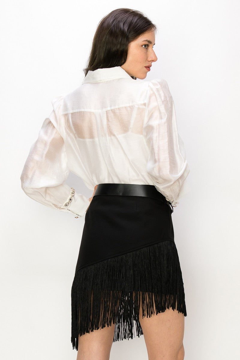 Falda flecos con cinto