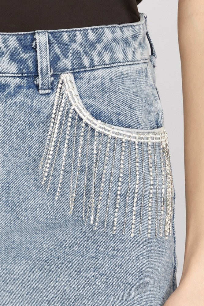 Falda mezclilla pedrería