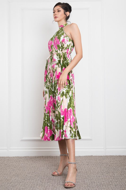 Vestido plisado floral