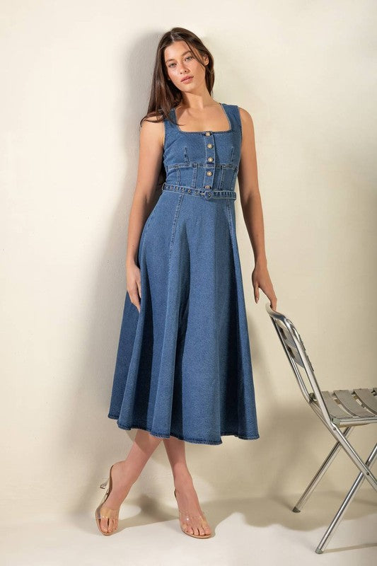Vestido midi denim