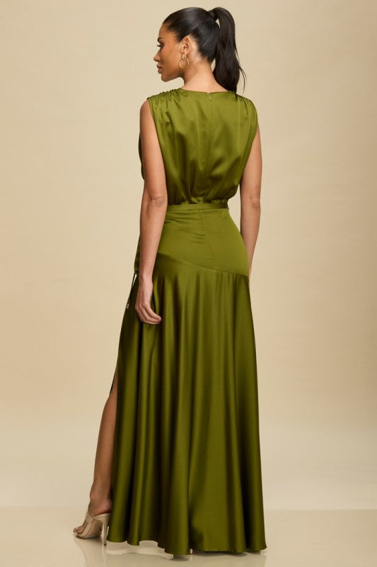 Vestido satín escote