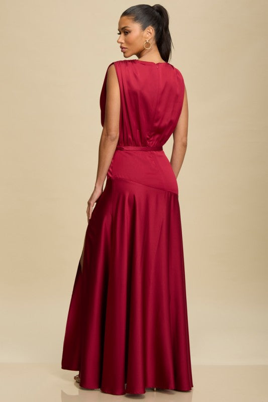 Vestido satín escote