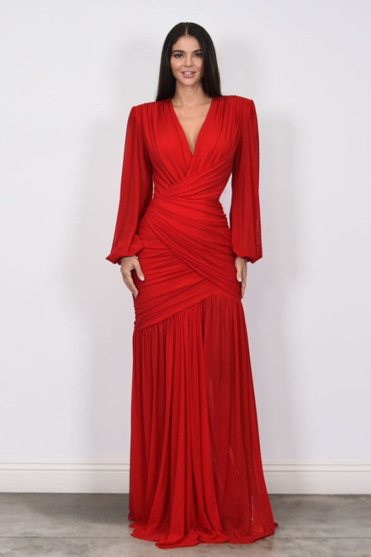 Vestido manga larga mesh