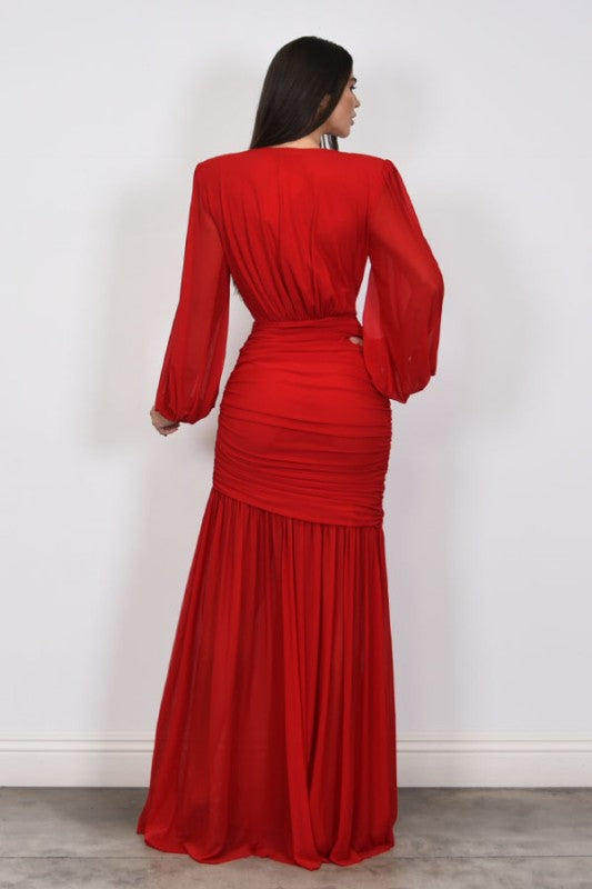 Vestido manga larga mesh