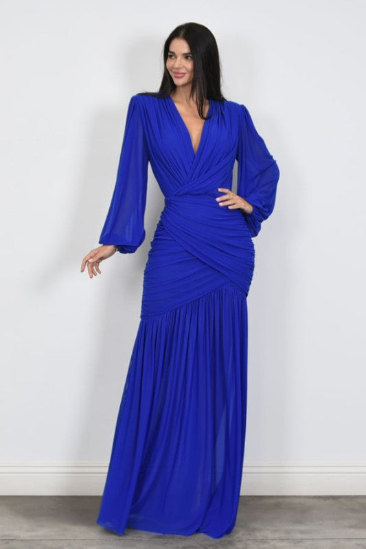 Vestido manga larga mesh