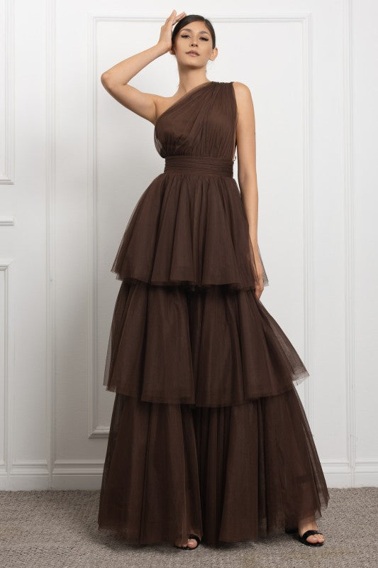 Vestido un hombro tul