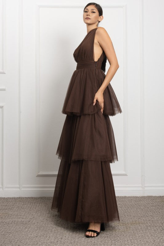 Vestido un hombro tul