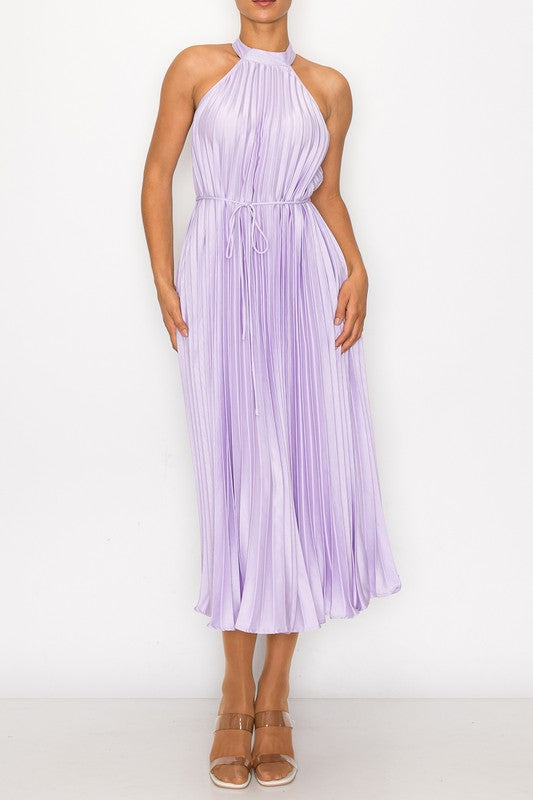 Vestido halter plisado