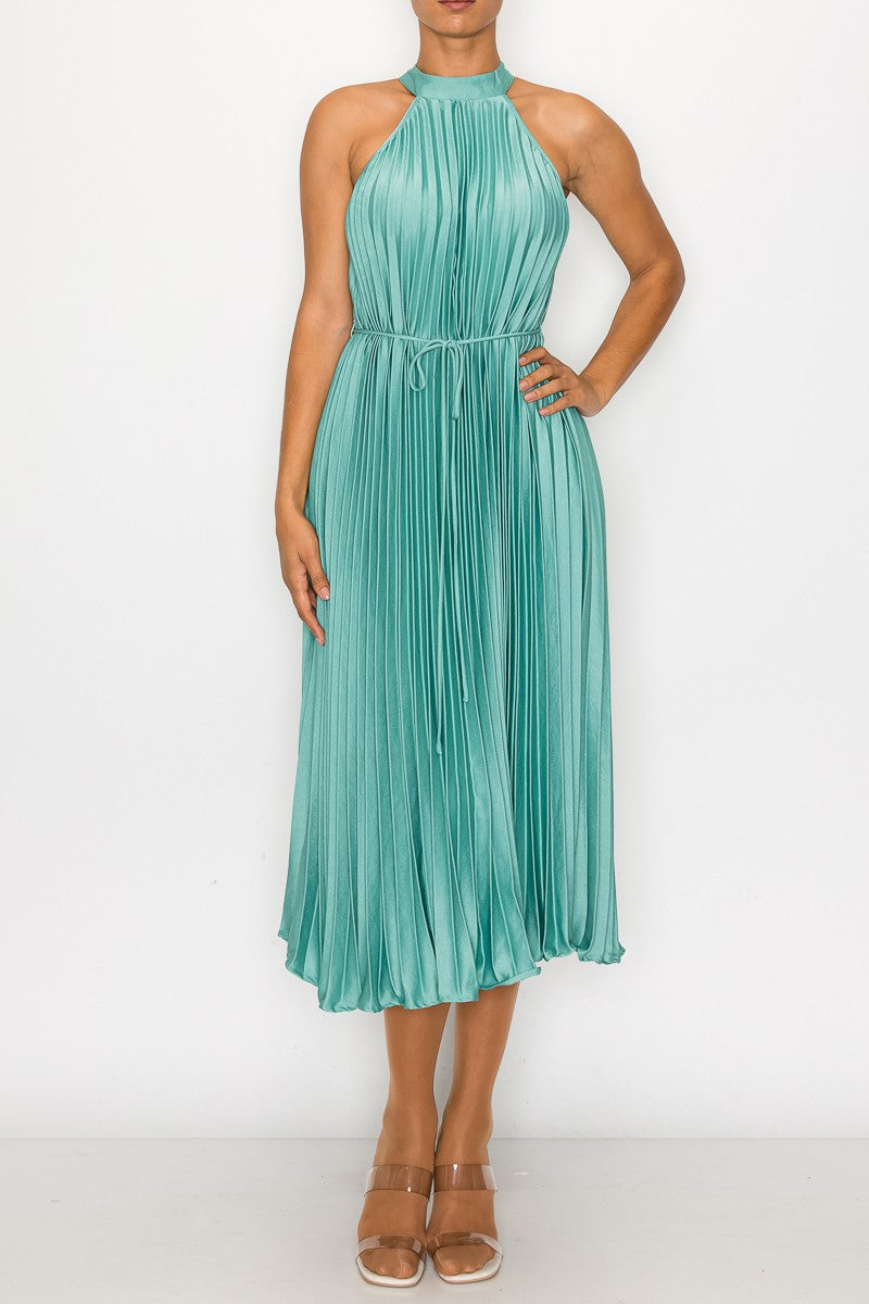 Vestido halter plisado