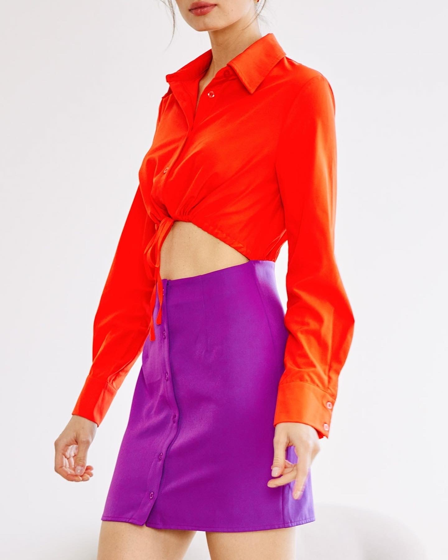 Vestido bicolor botones